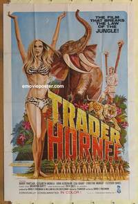 h122 TRADER HORNEE one-sheet movie poster '70 jungle sexploitation!