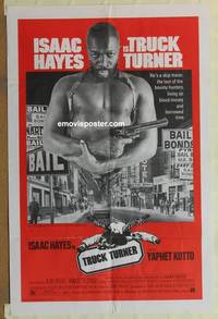 h129 TRUCK TURNER one-sheet movie poster '74 AIP, Isaac Hayes with gun!