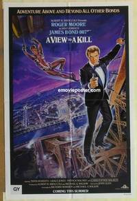 h184 VIEW TO A KILL int'l advance one-sheet movie poster '85 Moore as Bond!