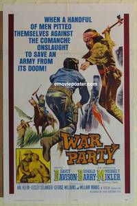 h212 WAR PARTY one-sheet movie poster '65 Comanche Indian onslaught!