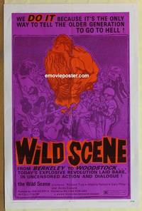 h251 WILD SCENE one-sheet movie poster '70 go to Hell older generation!