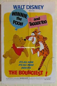 h259 WINNIE THE POOH & TIGGER TOO one-sheet movie poster '74 Disney!