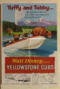h283 YELLOWSTONE CUBS one-sheet movie poster '63 Walt Disney bears!