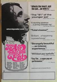 h285 YOU ARE WHAT YOU EAT one-sheet movie poster '68 Mr Tiny Tim, hippies!