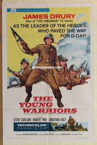 h297 YOUNG WARRIORS one-sheet movie poster '66 James Drury, WWII