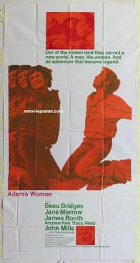 k150 ADAM'S WOMAN three-sheet movie poster '70 Beau Bridges, Australian!