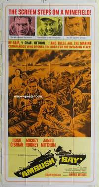 k157 AMBUSH BAY three-sheet movie poster '66 Hugh O'Brian, Mickey Rooney