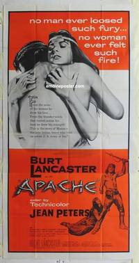 k165 APACHE three-sheet movie poster R60s Burt Lancaster, Native Americans!