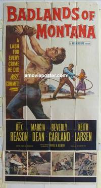k177 BADLANDS OF MONTANA three-sheet movie poster '57 Rex Reason, western!