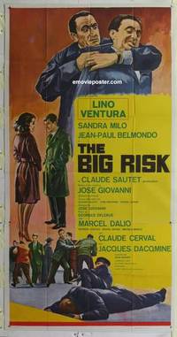 k192 BIG RISK three-sheet movie poster '63 Lino Ventura, Jean-Paul Belmondo