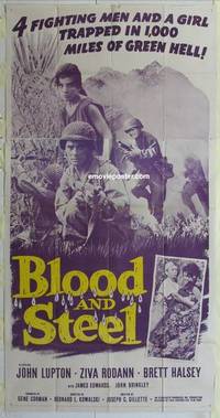 k201 BLOOD & STEEL three-sheet movie poster '59 John Lupton, World War II