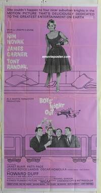 k211 BOYS' NIGHT OUT three-sheet movie poster '62 Garner, sexy Kim Novak!