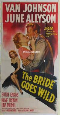 k216 BRIDE GOES WILD three-sheet movie poster '48 Van Johnson, June Allyson