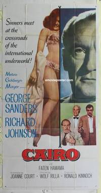 k224 CAIRO three-sheet movie poster '63 George Sanders in Egypt!