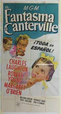 k108 CANTERVILLE GHOST Spanish/US three-sheet movie poster '44 Laughton