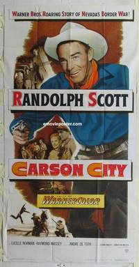 k231 CARSON CITY three-sheet movie poster '52 Randolph Scott, western