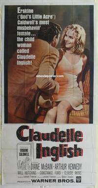 k250 CLAUDELLE INGLISH three-sheet movie poster '61 misbehavin' Diane McBain!