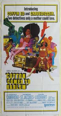 k256 COTTON COMES TO HARLEM three-sheet movie poster '70 Godfrey Cambridge