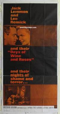 k269 DAYS OF WINE & ROSES three-sheet movie poster '63 Jack Lemmon, Remick