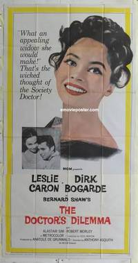 k280 DOCTOR'S DILEMMA three-sheet movie poster '59 Leslie Caron, Bogarde