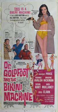 k115 DR GOLDFOOT & THE BIKINI MACHINE three-sheet movie poster '65 Price