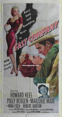 k293 FAST COMPANY three-sheet movie poster '53 racy gals & gambling guys!