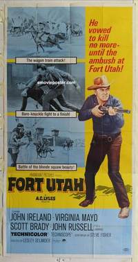 k312 FORT UTAH three-sheet movie poster '66 John Ireland, Virigina Mayo