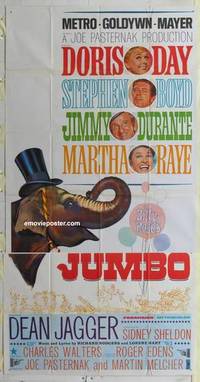 k389 JUMBO three-sheet movie poster '62 Doris Day, Jimmy Durante, circus!