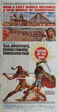 k395 KINGS OF THE SUN three-sheet movie poster '64 Yul Brynner, Chakiris