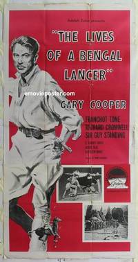 k412 LIVES OF A BENGAL LANCER three-sheet movie poster R58 Gary Cooper