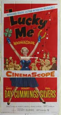 k421 LUCKY ME three-sheet movie poster '54 sexy and lucky Doris Day!