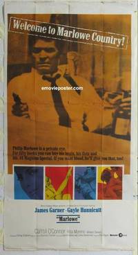 k437 MARLOWE three-sheet movie poster '69 James Garner, Rita Moreno