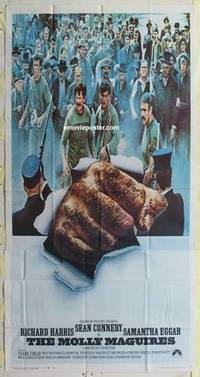 k446 MOLLY MAGUIRES three-sheet movie poster '70 Connery, striking image!