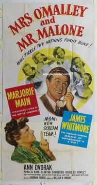 k451 MRS O'MALLEY & MR MALONE three-sheet movie poster '51 Marjorie Main