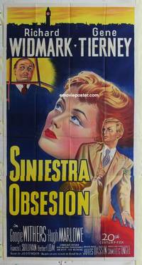k457 NIGHT & THE CITY Spanish/US three-sheet movie poster '50 Widmark