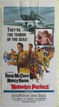 k466 NOBODY'S PERFECT three-sheet movie poster '68 Doug McClure, Nancy Kwan