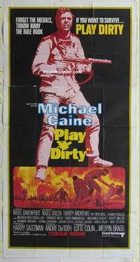 k497 PLAY DIRTY int'l three-sheet movie poster '69 Michael Caine, Davenport