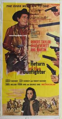 k508 RETURN OF THE GUNFIGHTER three-sheet movie poster '67 Robert Taylor