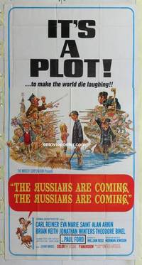 k515 RUSSIANS ARE COMING three-sheet movie poster '66 Reiner, Jack Davis art!