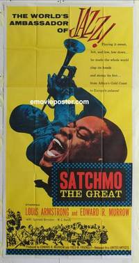 k519 SATCHMO THE GREAT three-sheet movie poster '57 Louis Armstrong bio!