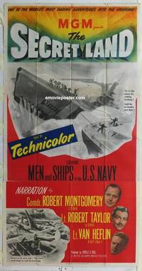 k521 SECRET LAND three-sheet movie poster '48 Navy explores Antarctica!
