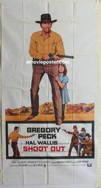 k525 SHOOT OUT int'l three-sheet movie poster '71 Gregory Peck western!