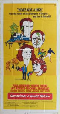 k530 SOMETIMES A GREAT NOTION int'l three-sheet movie poster '71 Paul Newman