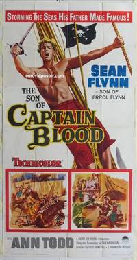 k531 SON OF CAPTAIN BLOOD three-sheet movie poster '63 Sean Flynn, pirates!
