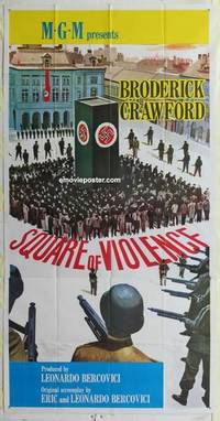 k533 SQUARE OF VIOLENCE three-sheet movie poster '63 Broderick Crawford, WWII