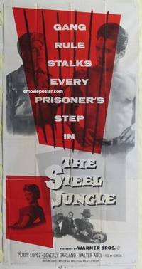 k535 STEEL JUNGLE three-sheet movie poster '56 Perry Lopez, Beverly Garland