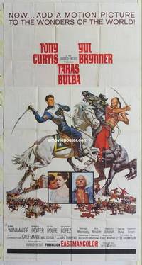 k540 TARAS BULBA three-sheet movie poster '62 Tony Curtis, Yul Brynner
