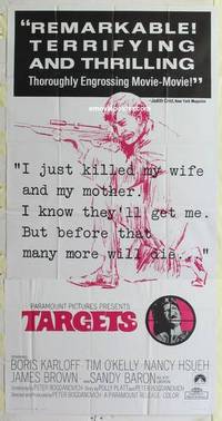 k131 TARGETS three-sheet movie poster '68 Boris Karloff, Peter Bogdanovich