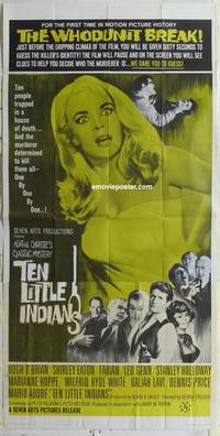 k544 TEN LITTLE INDIANS three-sheet movie poster '66 Agatha Christie