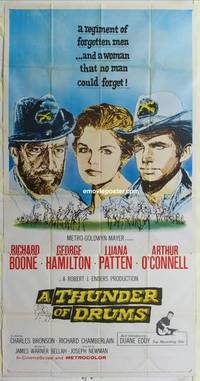 k552 THUNDER OF DRUMS three-sheet movie poster '61 Richard Boone, Civil War!